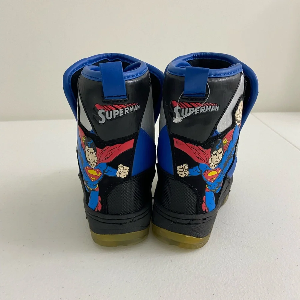 NWOT Superman toddler boy’s dual Velcro insulated snow boots winter shoes‎ 5